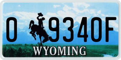 WY license plate 09340F