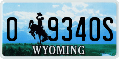 WY license plate 09340S