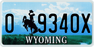 WY license plate 09340X