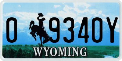 WY license plate 09340Y