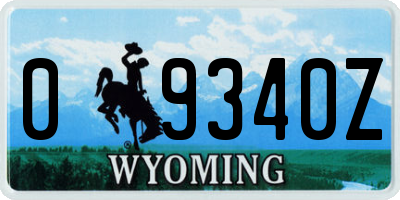 WY license plate 09340Z