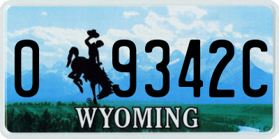 WY license plate 09342C