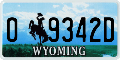 WY license plate 09342D