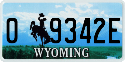 WY license plate 09342E