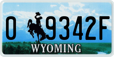 WY license plate 09342F