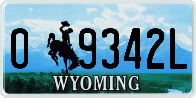 WY license plate 09342L