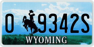 WY license plate 09342S