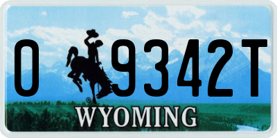 WY license plate 09342T