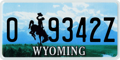 WY license plate 09342Z