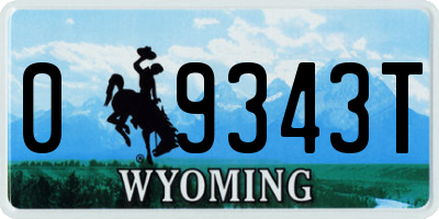 WY license plate 09343T