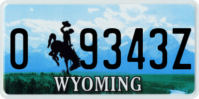 WY license plate 09343Z