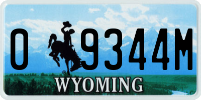 WY license plate 09344M