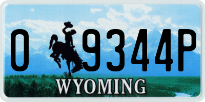 WY license plate 09344P