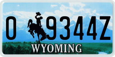 WY license plate 09344Z