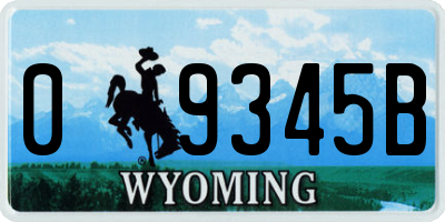 WY license plate 09345B