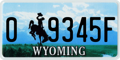 WY license plate 09345F