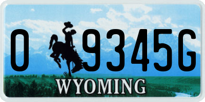 WY license plate 09345G