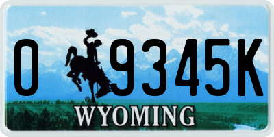 WY license plate 09345K