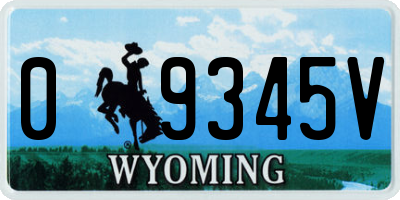 WY license plate 09345V