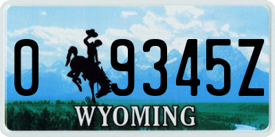 WY license plate 09345Z