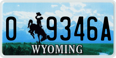 WY license plate 09346A