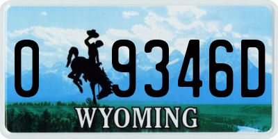 WY license plate 09346D