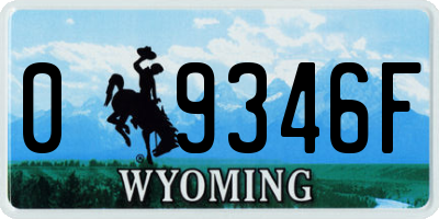 WY license plate 09346F