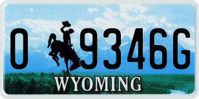 WY license plate 09346G