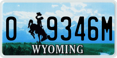 WY license plate 09346M