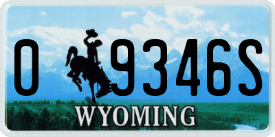 WY license plate 09346S