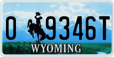 WY license plate 09346T