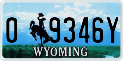 WY license plate 09346Y