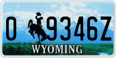 WY license plate 09346Z