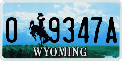 WY license plate 09347A