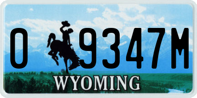 WY license plate 09347M