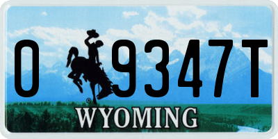WY license plate 09347T