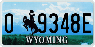 WY license plate 09348E