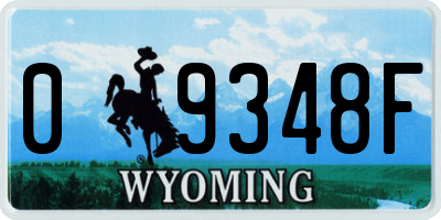 WY license plate 09348F