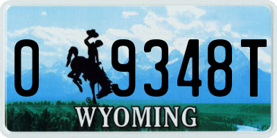 WY license plate 09348T