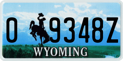 WY license plate 09348Z