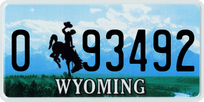 WY license plate 093492