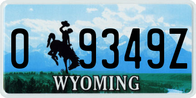 WY license plate 09349Z