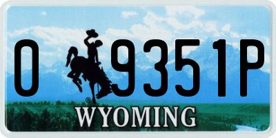 WY license plate 09351P