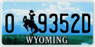WY license plate 09352D