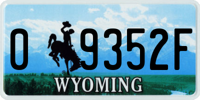 WY license plate 09352F