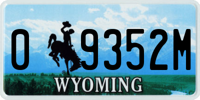 WY license plate 09352M