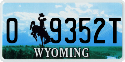 WY license plate 09352T