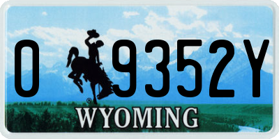 WY license plate 09352Y