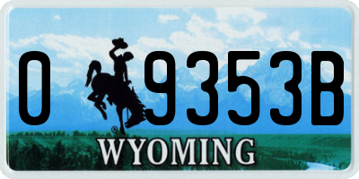 WY license plate 09353B
