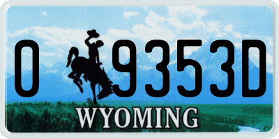 WY license plate 09353D